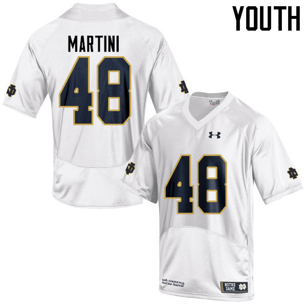 Youth #48 Greer Martini Notre Dame Fighting Irish College Football Jerseys-White - Click Image to Close